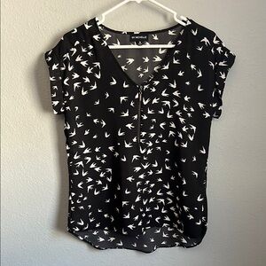 My Michelle Black and White Bird Print Women's Top